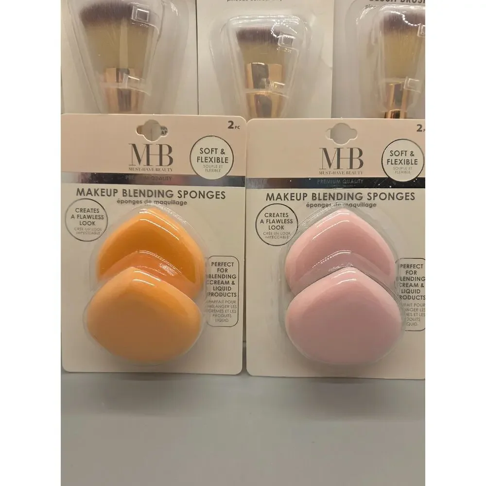Must Have Beauty Make-Up Brush Collection Cover MHB 5 Brushes 2 sponge sets NIB